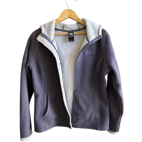 The North Face Purple Hooded Zip Up Jacket Fully Lined Coat Warm Women’s Medium - Picture 7 of 13